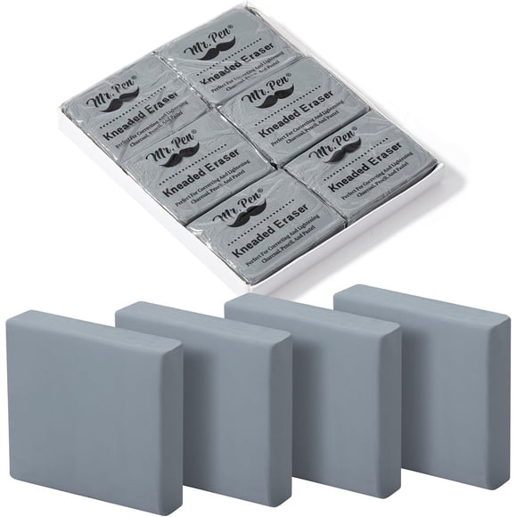 Mr. Pen Kneaded Erasers, 1.44 x 1.36, 6 Pack, Gray