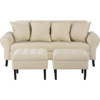 Bodevir - Sofa Lua 3C + 2 Pouf Pu 20 Beige