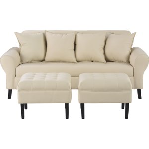 Bodevir - Sofa Lua 3C + 2 Pouf Pu 20 Beige