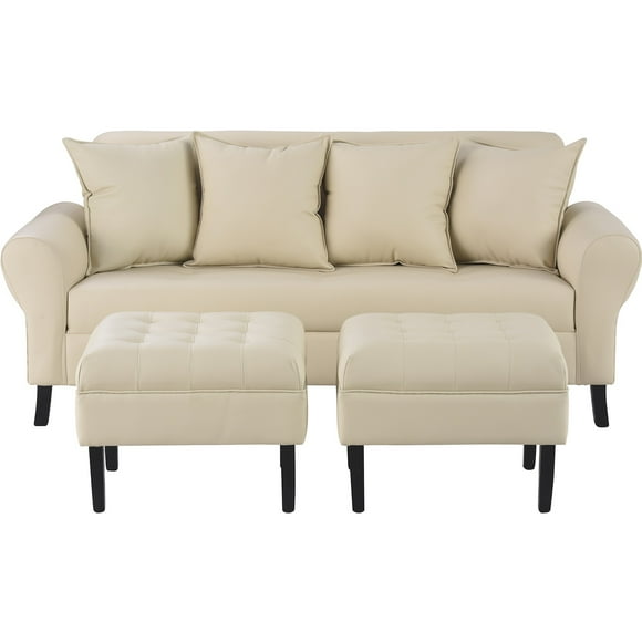 Sofa Lua 3c + 2 Pouf Pu 20 Beige