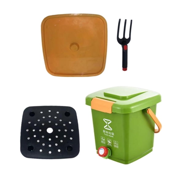 Cubo de compost para residuos de cocina, contenedor de compost para interiores, de gran diámetro, moderno, fácil de limpiar, contenedor de basura para S