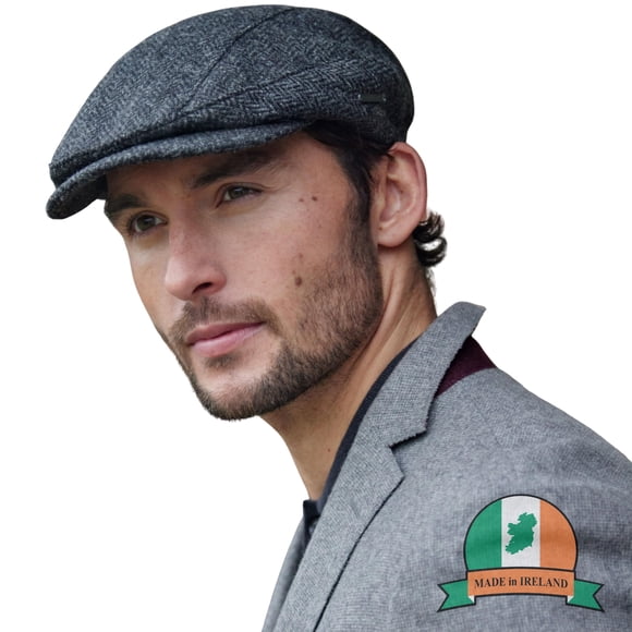 Gorro Plano tipo Newsboy Biddy Murphy XL Gris de Lana con Espina de Pescado