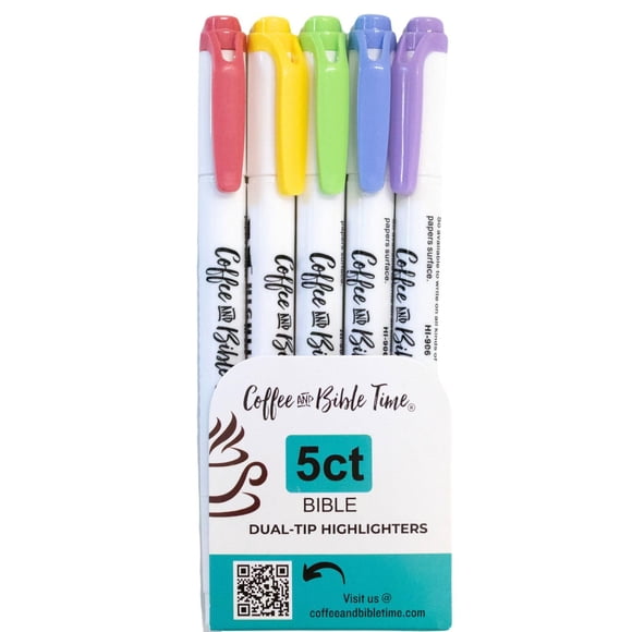 Marcador de resaltado Coffee and Bible Time, 5 colores, punta doble