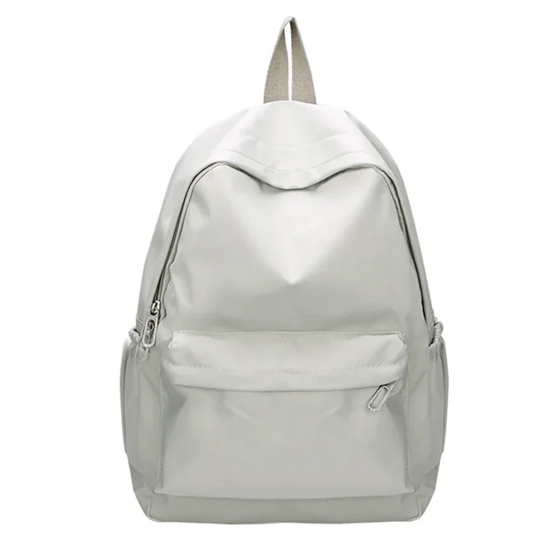 Preppy Solid Color Shoulder Bag Nylon School Knapsack Korean Teenager White Sports Travel Backpack for Women