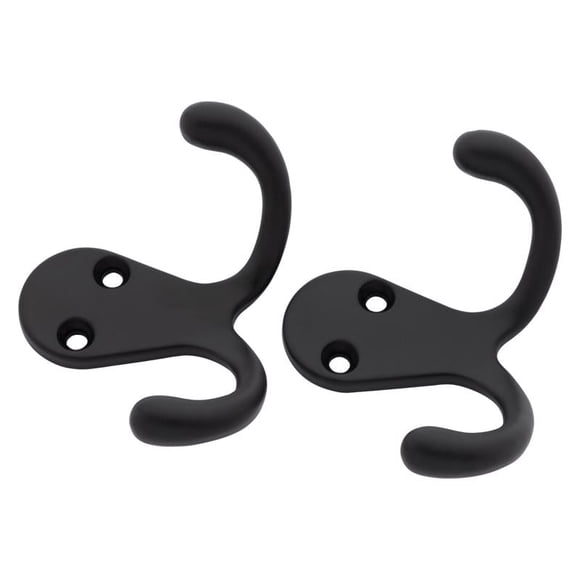 National Hardware de doble gancho, metal negro mate medio