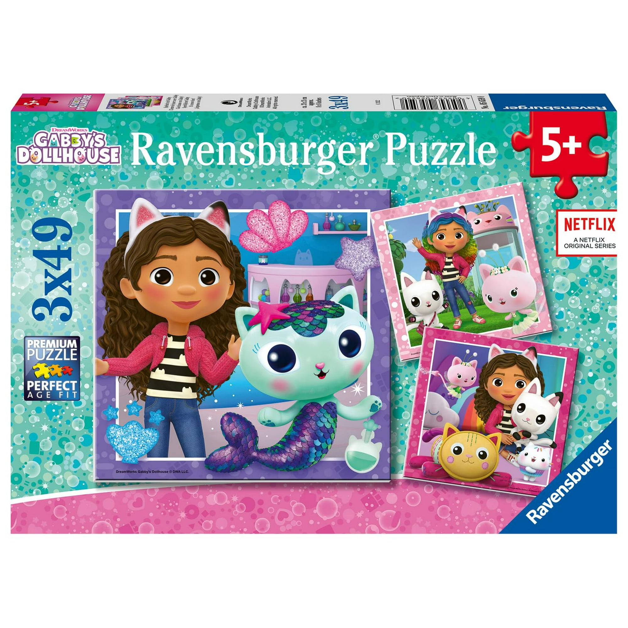 Juego De Rompecabezas Ravensburger Gabby's Dollhouse Para Niños, 3 X 49 Piezas