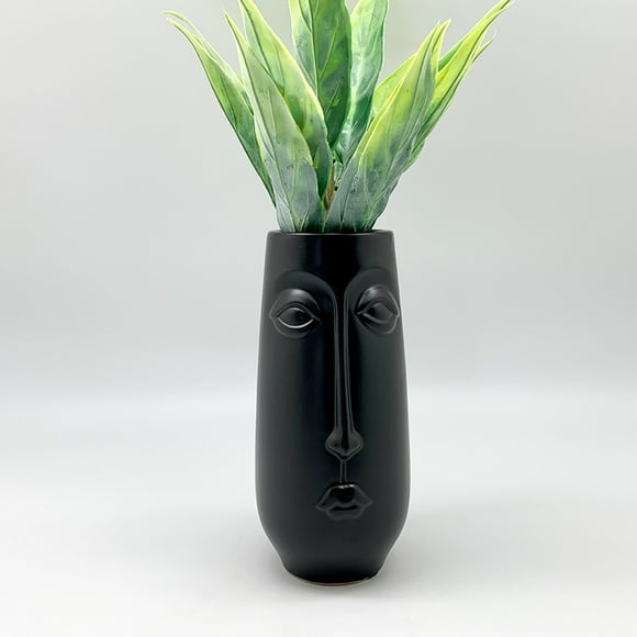 Florero caras negro
