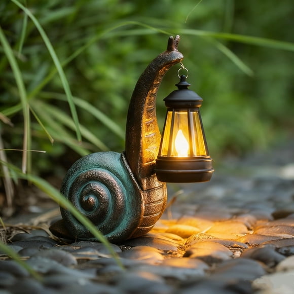 Estatua de caracol solar para jardín QZJDDZSW de resina impermeable