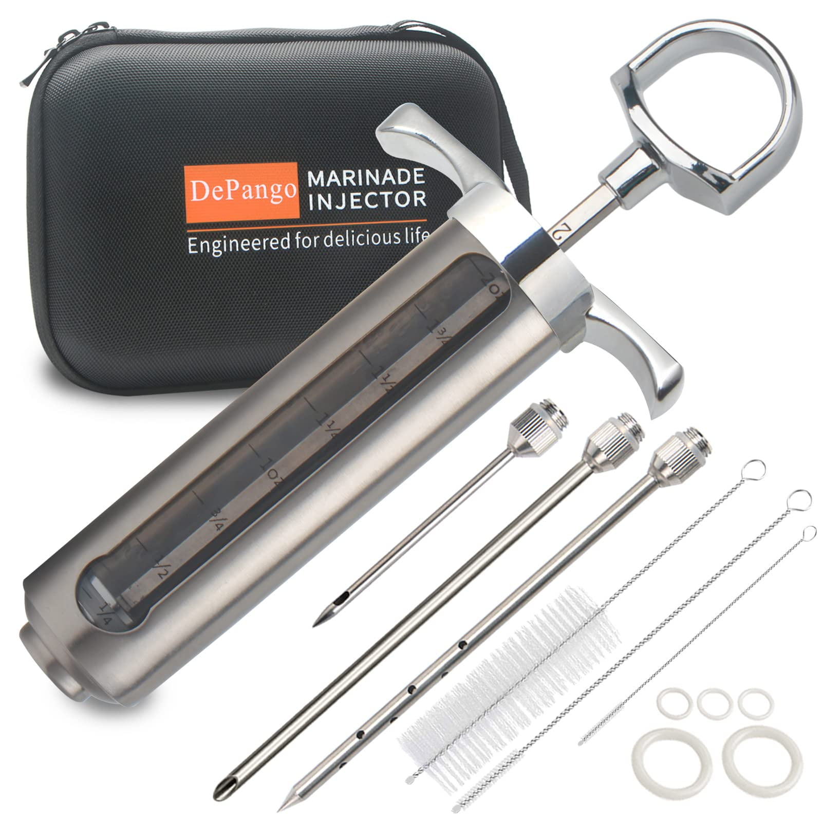 Inyector De Carne Depango De Acero Inoxidable Con Medición De 60 Ml