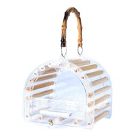 Magideal - Jaula Transportadora De Pájaros Acrílico Con Asa Jaula Saliente Pájaros Transportador De Viaje Loro Para Pinzones Conures Cobaya Budgies Sum