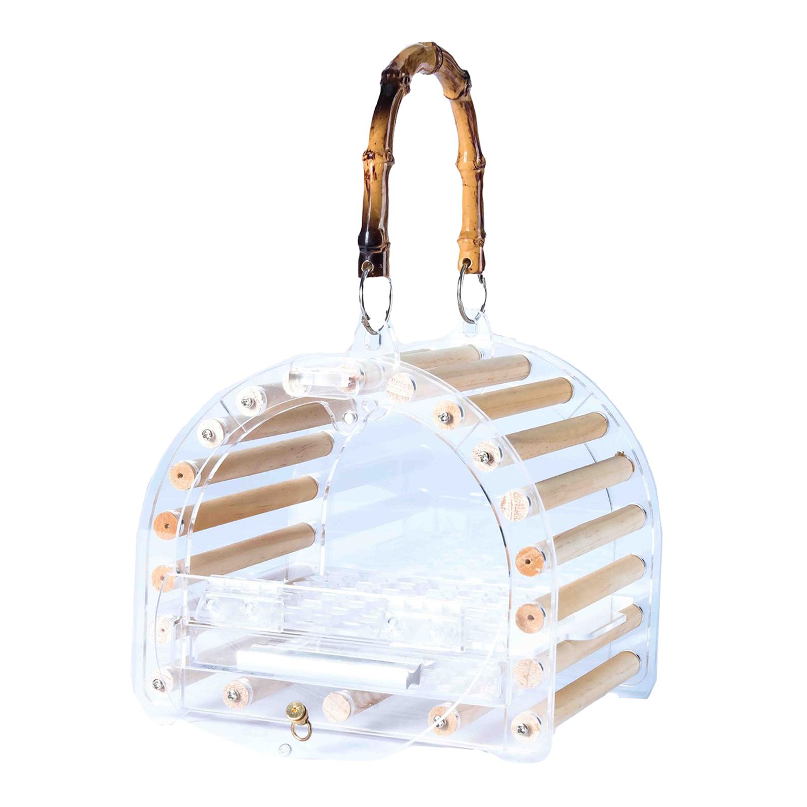 Magideal - Jaula Transportadora De Pájaros Acrílico Con Asa Jaula Saliente Pájaros Transportador De Viaje Loro Para Pinzones Conures Cobaya Budgies Sum
