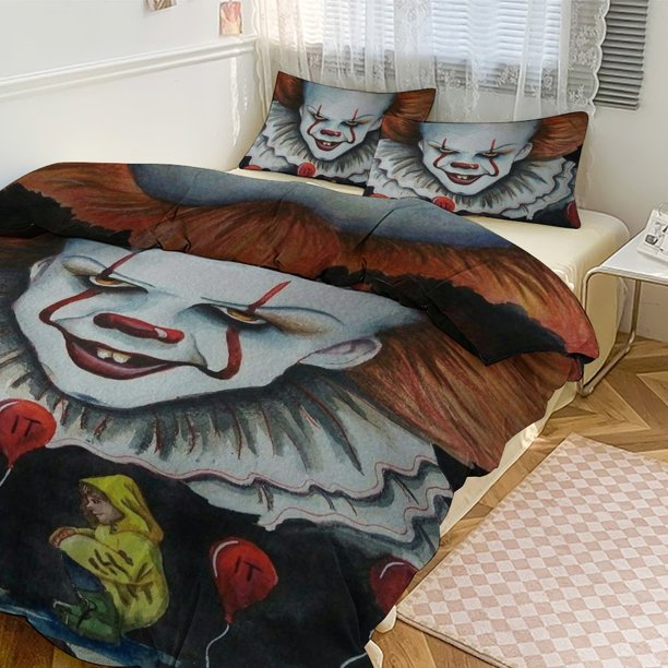 Pennywise Print Bedding Set Pattern Duvet Cove Set 3 Pieces 1 Quilt Cover And 2 Pillowcases for Women Men Teens