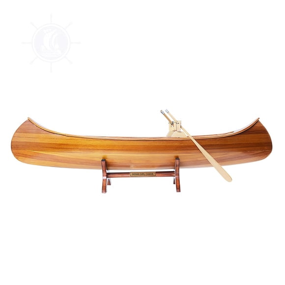 Modelo de canoa de madera Old Modern Handicrafts Indian Girl 24 cm