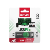 Genérico - Pack De 3 Pendrives Maxell Flix 8Gb 2.0, Verde, Diseño Flix