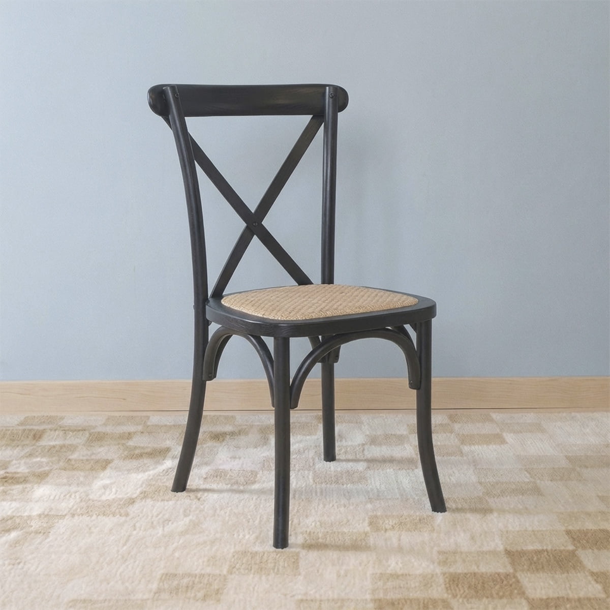 Silla Comedor Madera Negra Rattan Apilables Crossback Venhoouse