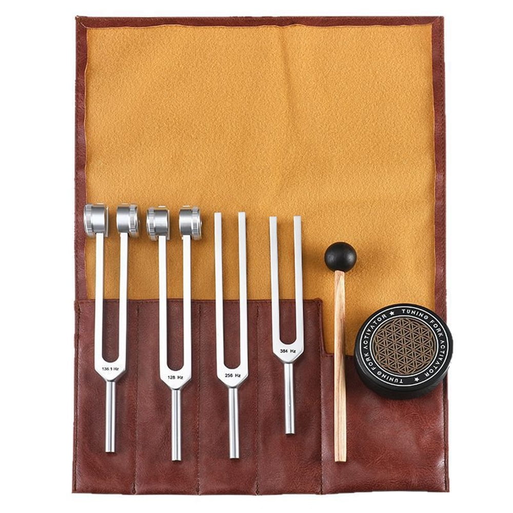 Xusx111 - Tuning Forks For Healing Set Portátil En Bolsa De Cuero Rojo – Instrumentos De Sanación De Sonido De Grado Médico Para Chakra, Yoga