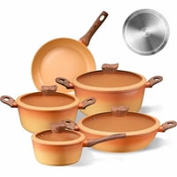 Genérico - Bateria Cocina Antiadherente Ceramica 9 Pcs Naranja