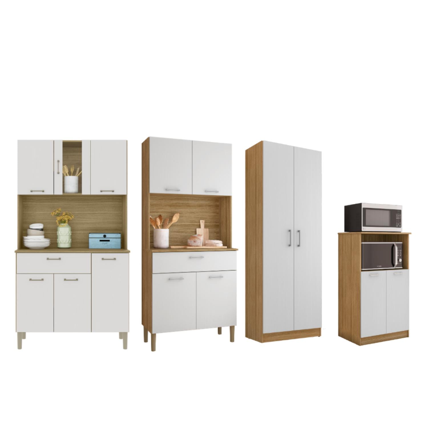 Movelaria - Combo Mueble Para Microondas+kris+kyra 6 Puertas + Alacena K02040620 Blanco