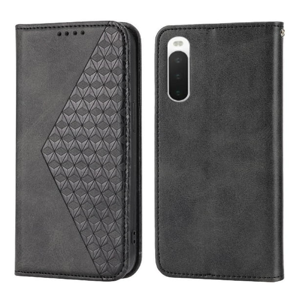 Funda Flip FOXDOCK para Sony Xperia 10 V , Estilo Billetera con Diseño Rombo, Correa de Mano y Soporte, Uso Diario