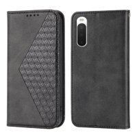 Funda Flip Foxdock Para Sony Xperia 10 V , Estilo Billetera Con Diseño Rombo, Correa De Mano Y Soporte, Uso Diario