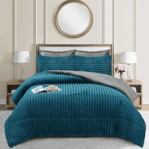 Todostore - Cobertor Con Chiporro Lineal 2 Plazas Color Petroleo