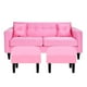 thumbnail image 1 of Sofa New Retro 3C + 2 Pouf Felpa 00 Rosado, 1 of 6
