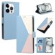 thumbnail image 1 of Cartera Plegable para iPhone 15 Pro Max, PU Tricolor con Ranuras, Azul Claro, 1 of 6