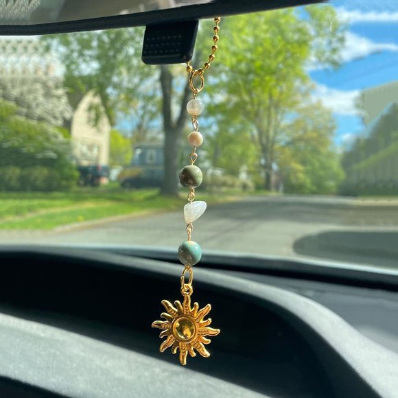 Colgante para coche YTYAB 18 cm dorado estilo boho con cristales decorativos