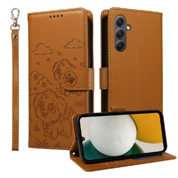 Funda Billetera FOXDOCK Compatible con Samsung Galaxy A34 5G, Diseño Perrito Tierno, Ranuras para Tarjetas y Soporte Plegable
