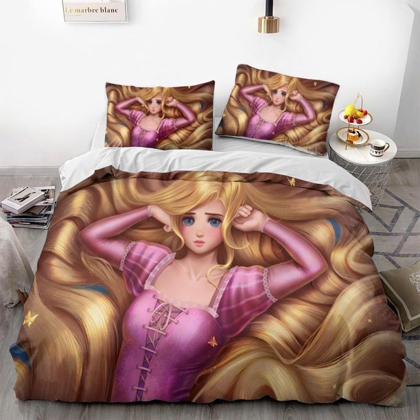 Cartoon Princess Theme 3 Piece Duvet Cover Bedding Set with 1 Duvet Cover + 2 Pillow Cases