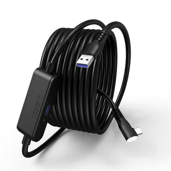 Compatible con Meta Quest 3S/3/2/PICO Neo 3/4, cable USB-C 5Gbps VR Link, cable de carga rápida y transferencia de datos 9V 2A.-Negro