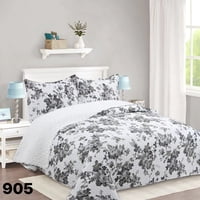 Gnerico - Cubrecama Quilt Sherpa 1 1/2 Plazas - Blanco Hojas Grices M905