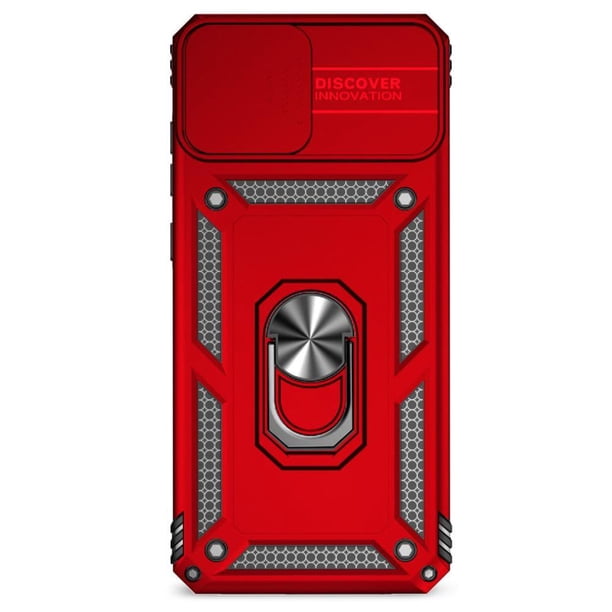 Funda Resistente Anillo Soporte Samsung Galaxy A05 Privacidad Cámara Montaje Magnético Rojo