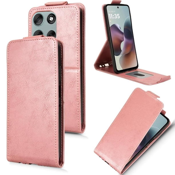 Funda tipo folio para Motorola Moto G56 5G con soporte magnético y protección para la cámara Oro rosa