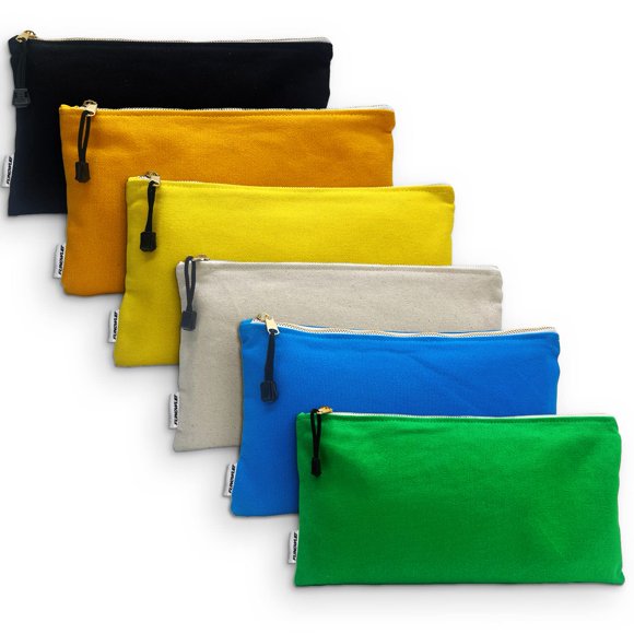 Bolsa de herramientas FunOwlet, bolsa de lona con cierre, paquete de 6, 12.5 x 7 pulgadas