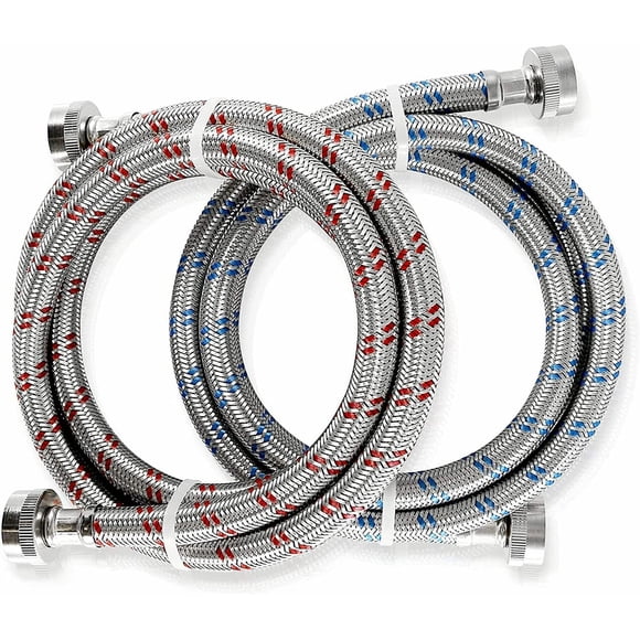 Mangueras de lavadora K&J Premium de 6 pies a prueba de ráfagas, paquete de 2