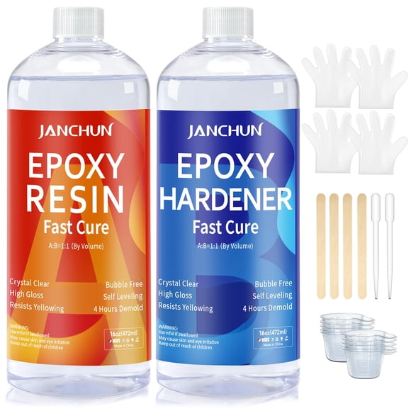 Kit de resina epoxi JANCHUN Crystal Clear, 946 ml, sin burbujas