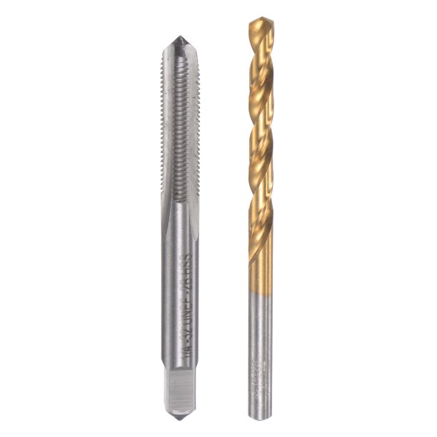 Uxcell 1/4-32 UNEF Juego de Macho de Roscar de Flauta Recta y Broca de 5.5mm Acero Rápido Revestido de Titanio