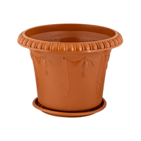 Estilodomus - Macetero Plastico Duro Con Diseño Tamaño Mediano 25Cm Maceta Marrón Mediano M Con Diseño