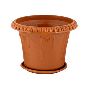 Estilodomus - Macetero Plastico Duro Con Diseño Tamaño Mediano 25Cm Maceta Marrón Mediano M Con Diseño