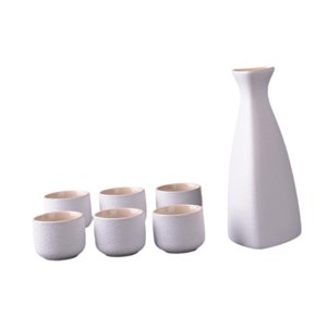 Magideal - 7 Piezas Sake Juego Tradicional Japonés De Cerámica Decantador Elegante Vasos Pequeños Diseño Portátil Y Creativo Adecuado Para Reuniones Familiares Bote De Sake Triangular