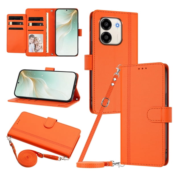 Honor X7E/X6E Funda Billetera con Cierre Magnético, Naranja