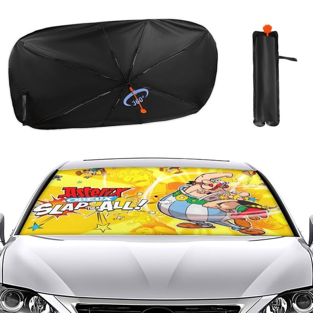 Astérix y Obélix: El Gran Combate Sombrilla Solar para Auto - Protector de Parabrisas Plegable | Cortina Solar Delantero | Bloqueo UV y Aislamiento de Calor 133x73cm