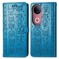 Funda Cartera Foxdock Para Vivo V50 5G , Flip Pu Con Relieve De Gatos Y Perros, Tarjetero Y Soporte