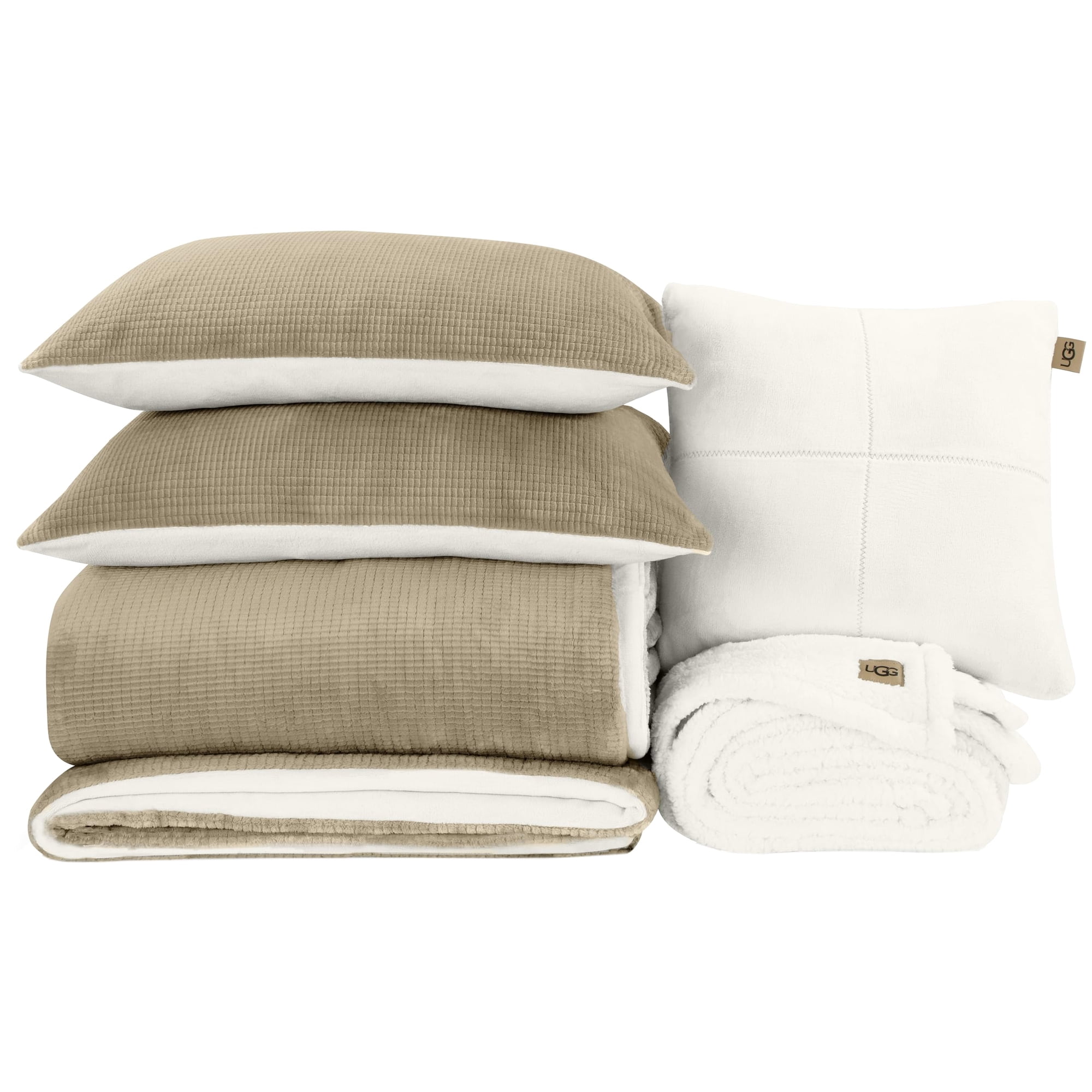 Juego De Edredón Ugg Remina King-california King, 5 Piezas, Abedul