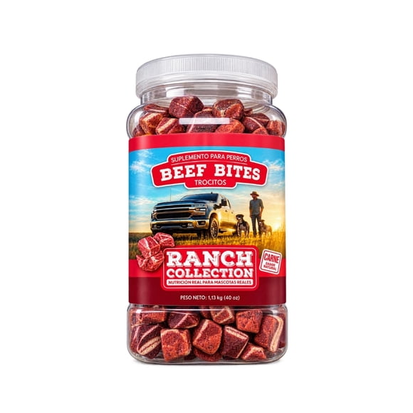 Snack Para Perros Ranch Collection Beef Bites Pote 1.13 Kg.