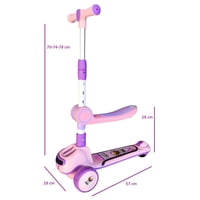 Vipnetwork - Monopatín Scooter Plegable Infantil 2 En 1 Luces Led Rosado