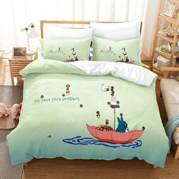 Spirited Away Cartoon Character Pattern Quilt Duvet Cover Set Home Textiles