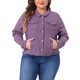 thumbnail image 1 of Agnes Orinda Chaqueta de Mezclilla Lavada con Bolsillos y Cuello Vuelto de Manga Larga para Mujer Talla Grande 3X Púrpura, 1 of 8