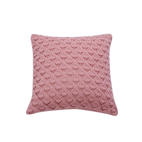 Funda De Cojín 45x45cm Estilo Nordico Boho Lace Shell Acrilico Tejido Larentia Rosa Palo Rosa Pálido